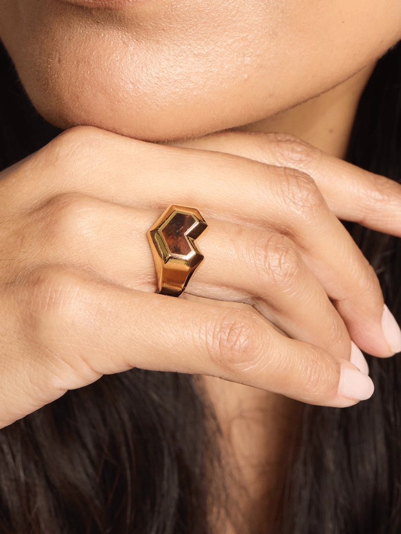 Daryl 18k Gold Plated Ring | Red Tiger Eye