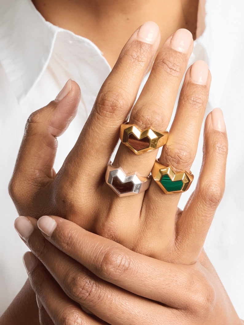 Daryl 18k Gold Plated Ring | Red Tiger Eye