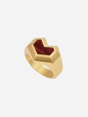 Daryl 18k Gold Plated Ring | Red Tiger Eye