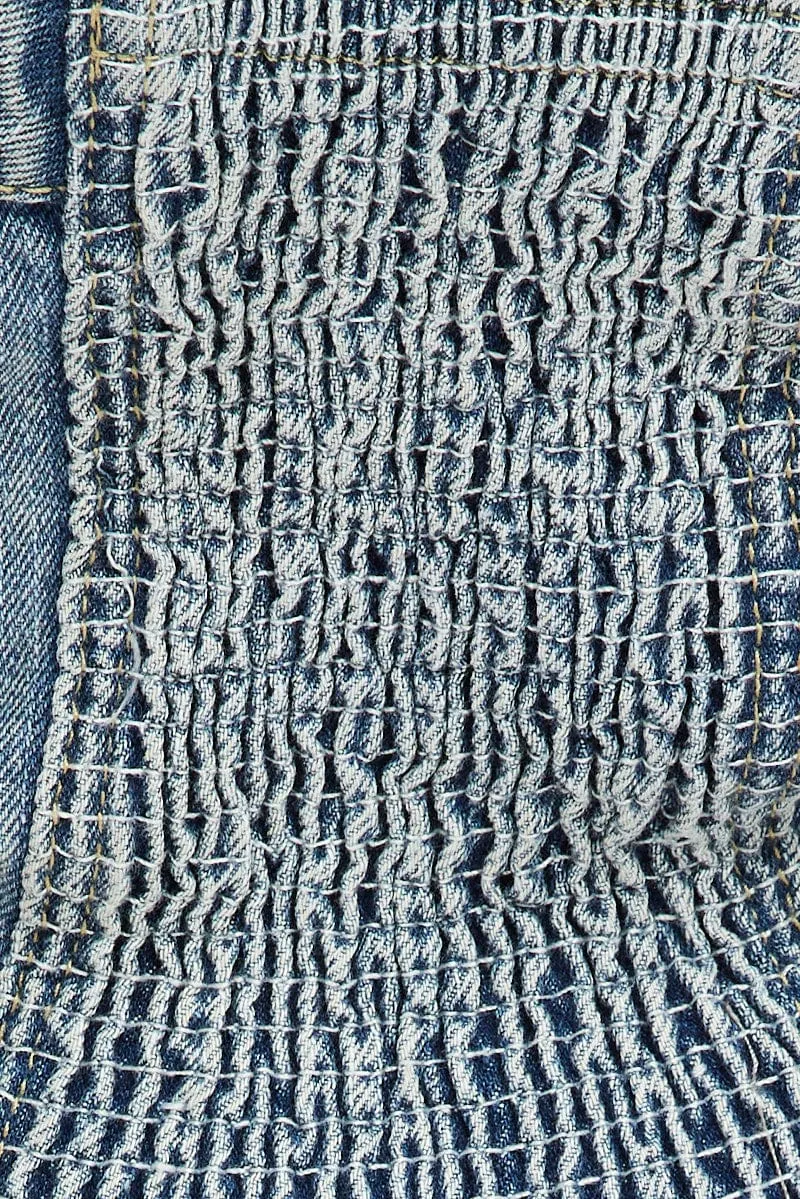Denim Bandeau Top Sleeveless Corset
