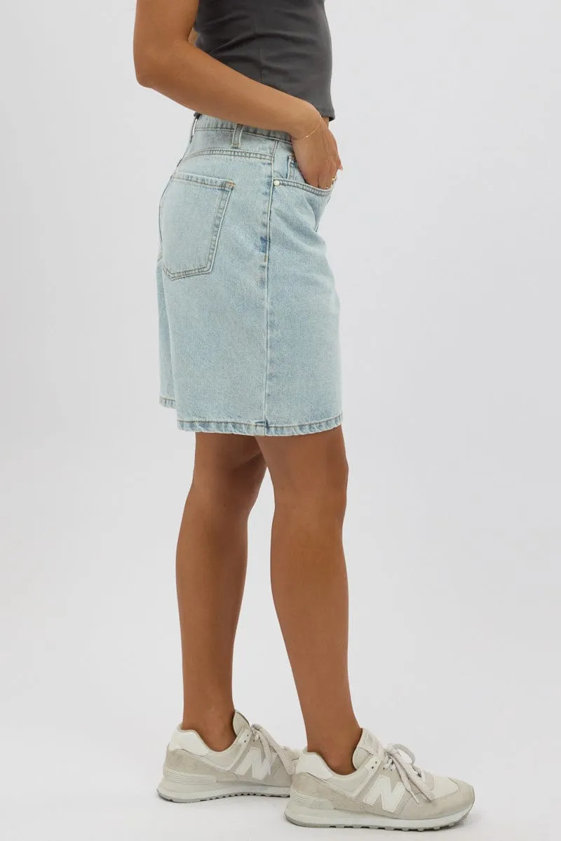 Denim Bermuda Jorts Mid Rise
