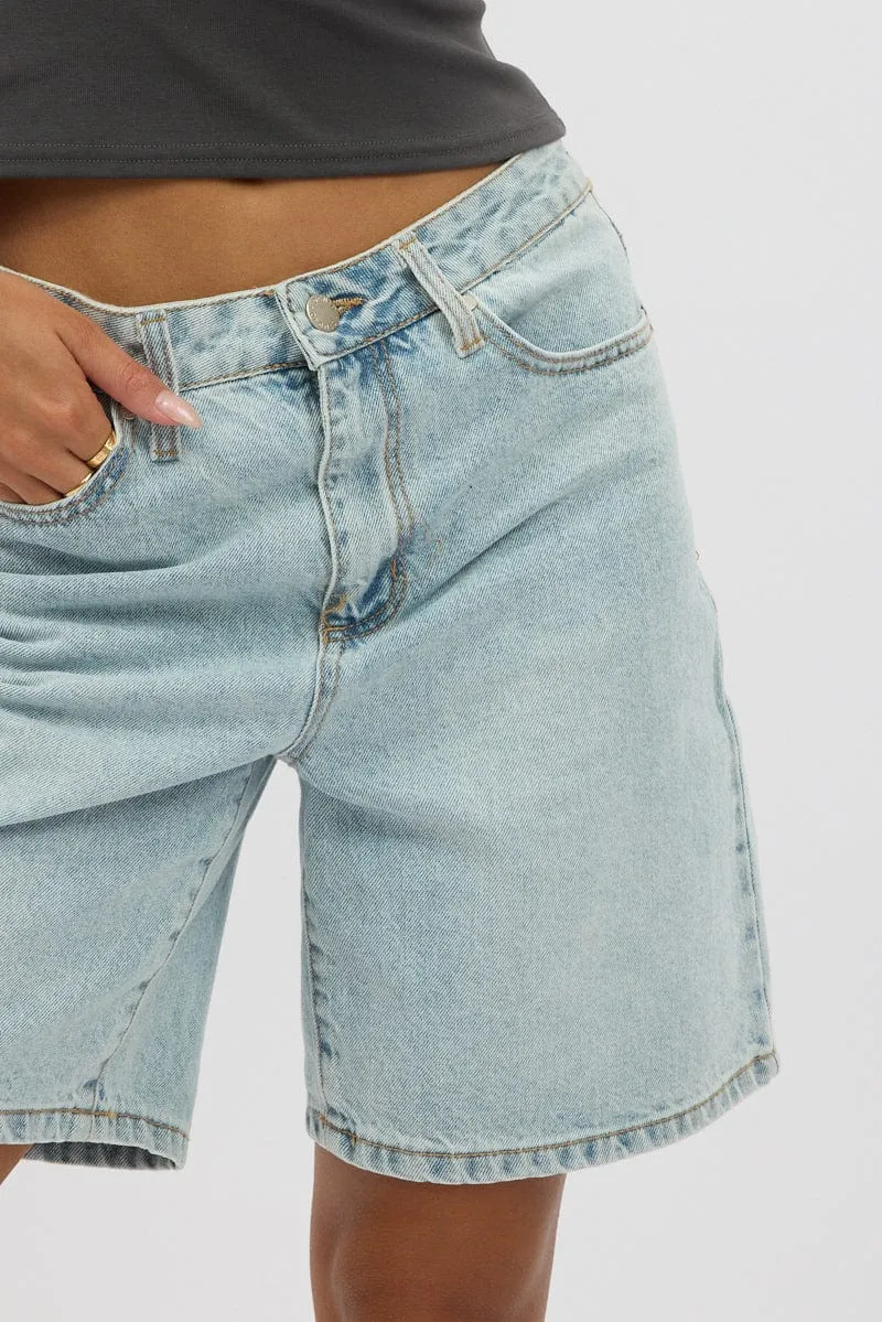 Denim Bermuda Jorts Mid Rise