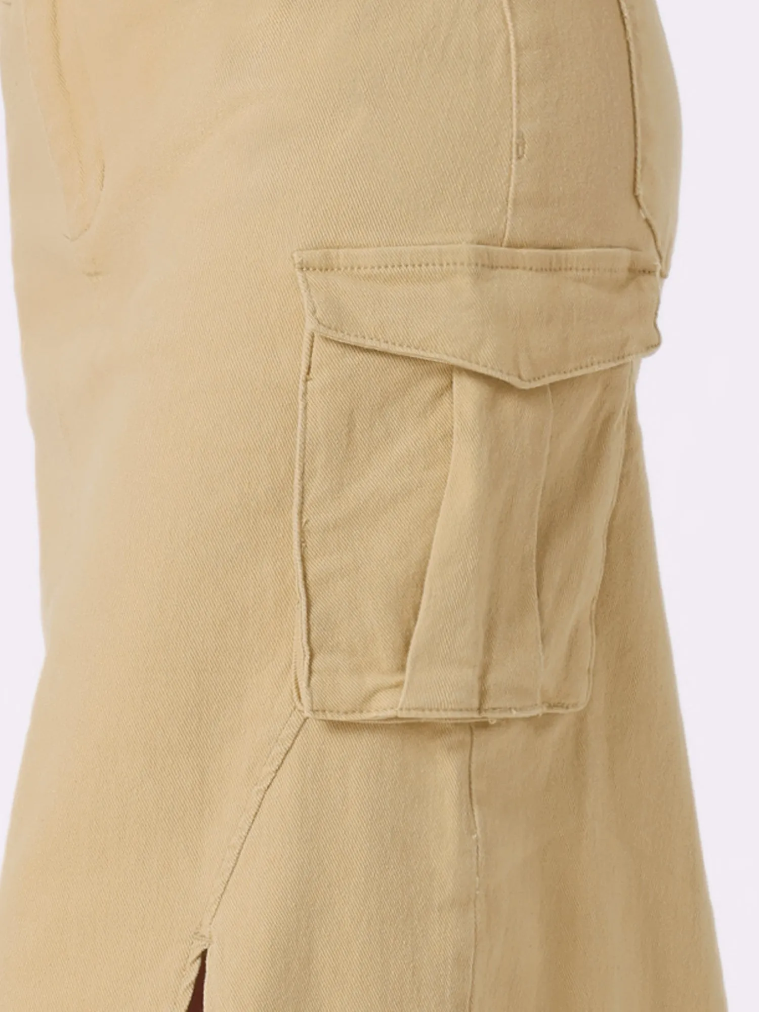 Denim Cargo Y2K Split Hem Midi Pocketed Jean Skirt