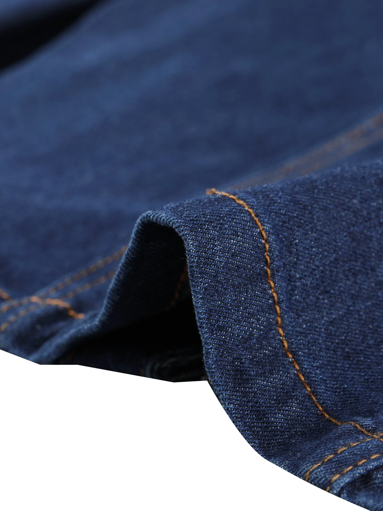 Denim Collarless Long Sleeve Button Down Crop Jean Jacket