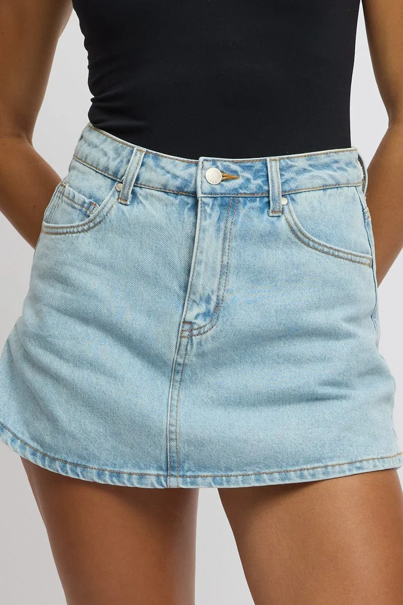 Denim Denim Skort High Rise