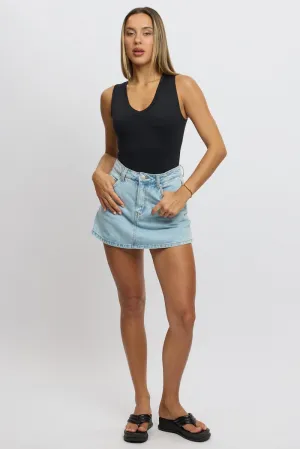 Denim Denim Skort High Rise