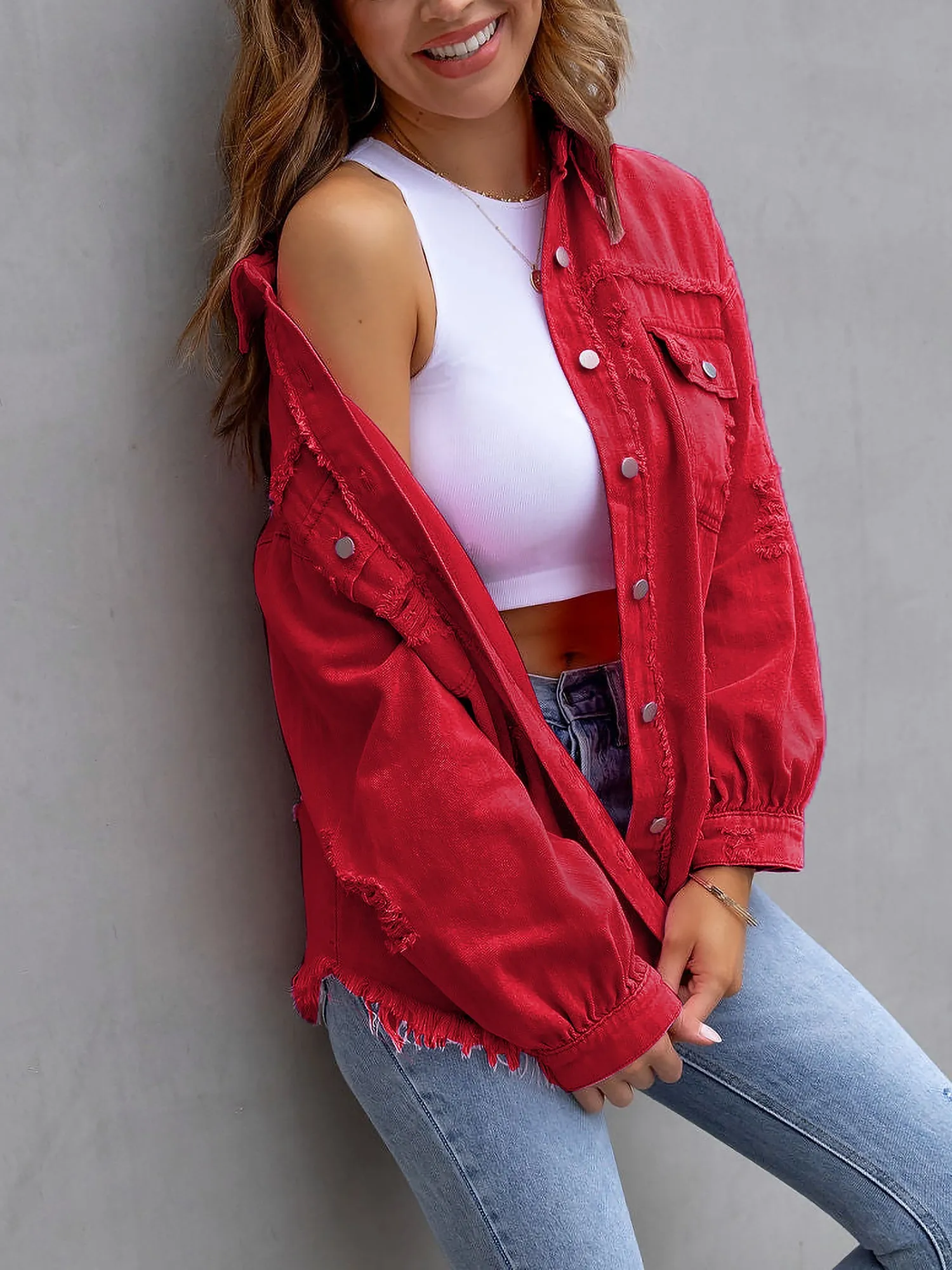 Denim Long Sleeves Button Down Jacket
