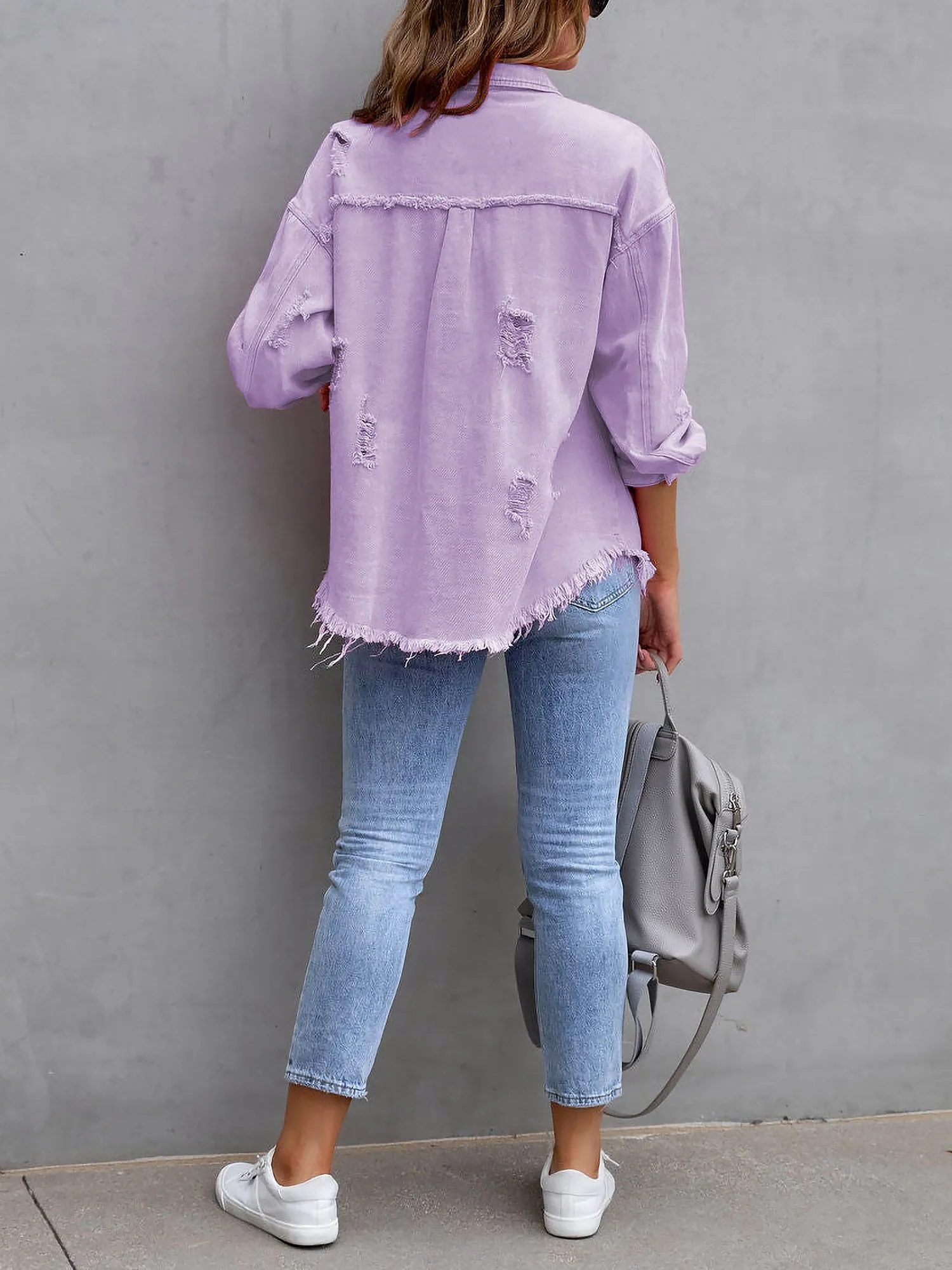 Denim Long Sleeves Button Down Jacket