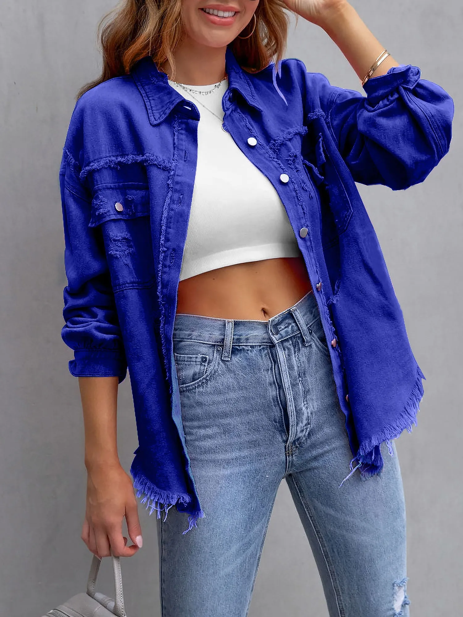 Denim Long Sleeves Button Down Jacket