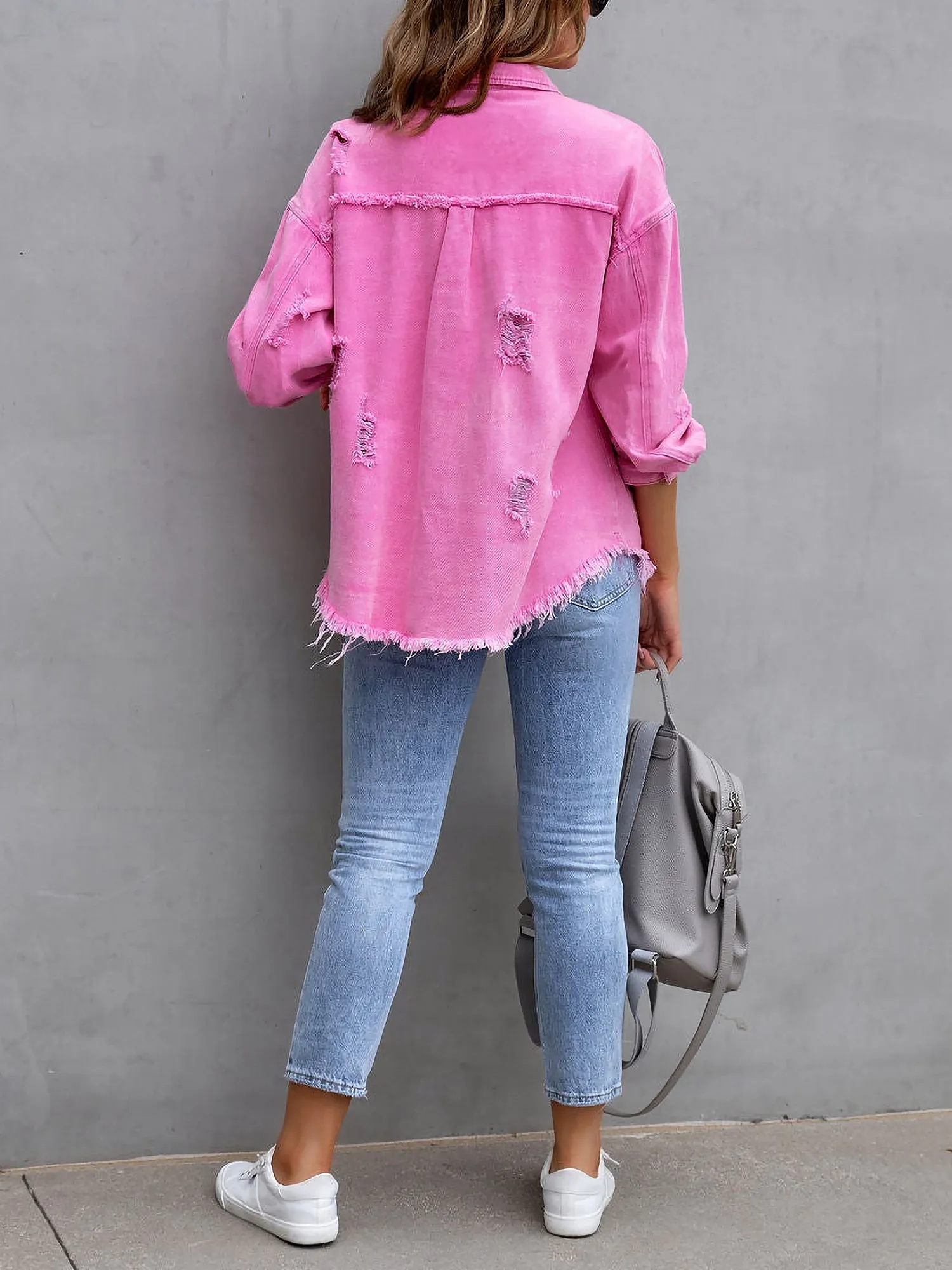 Denim Long Sleeves Button Down Jacket