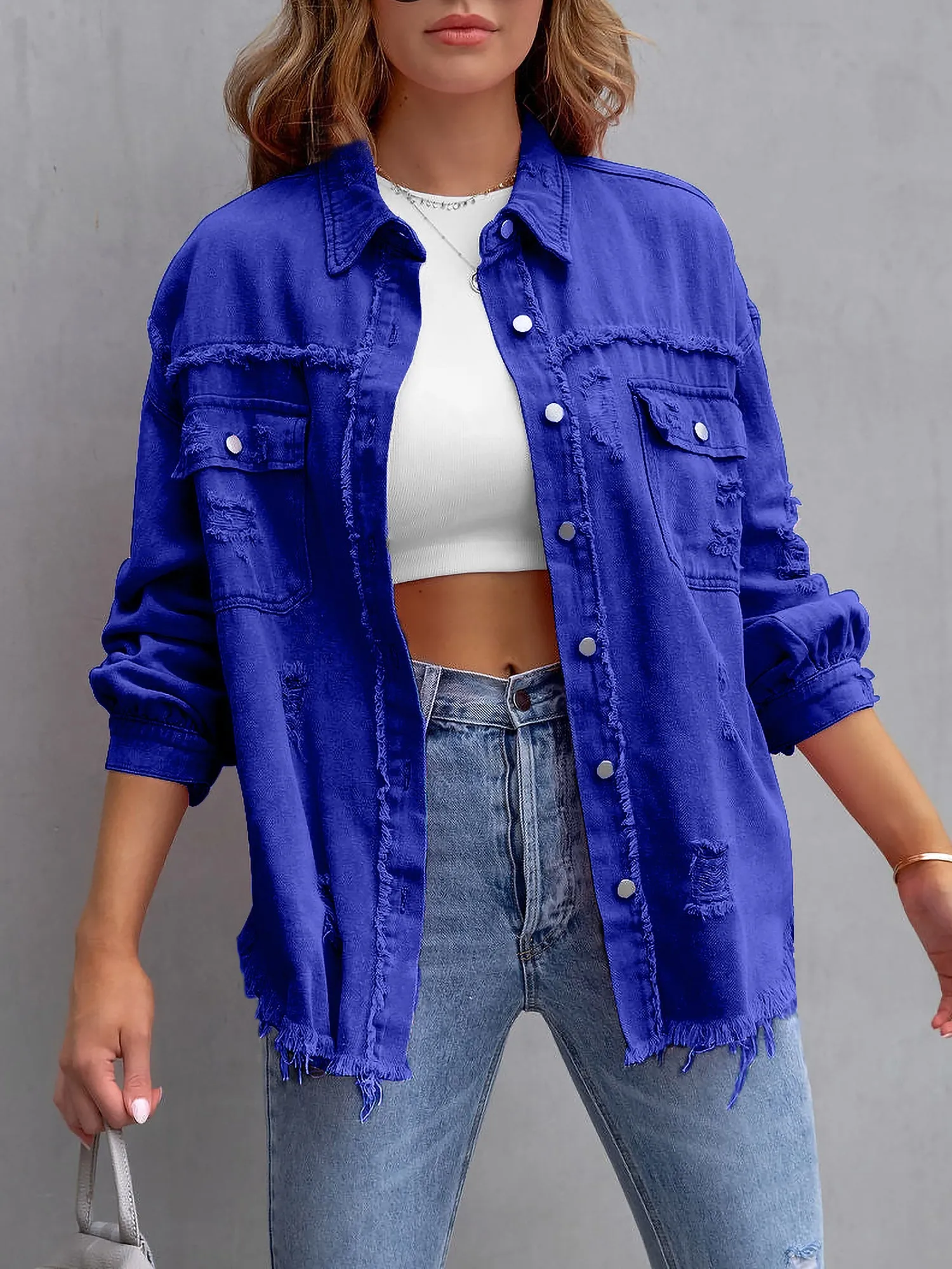 Denim Long Sleeves Button Down Jacket
