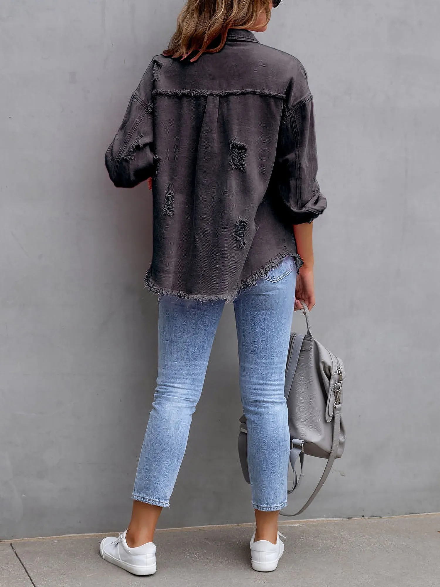Denim Long Sleeves Button Down Jacket