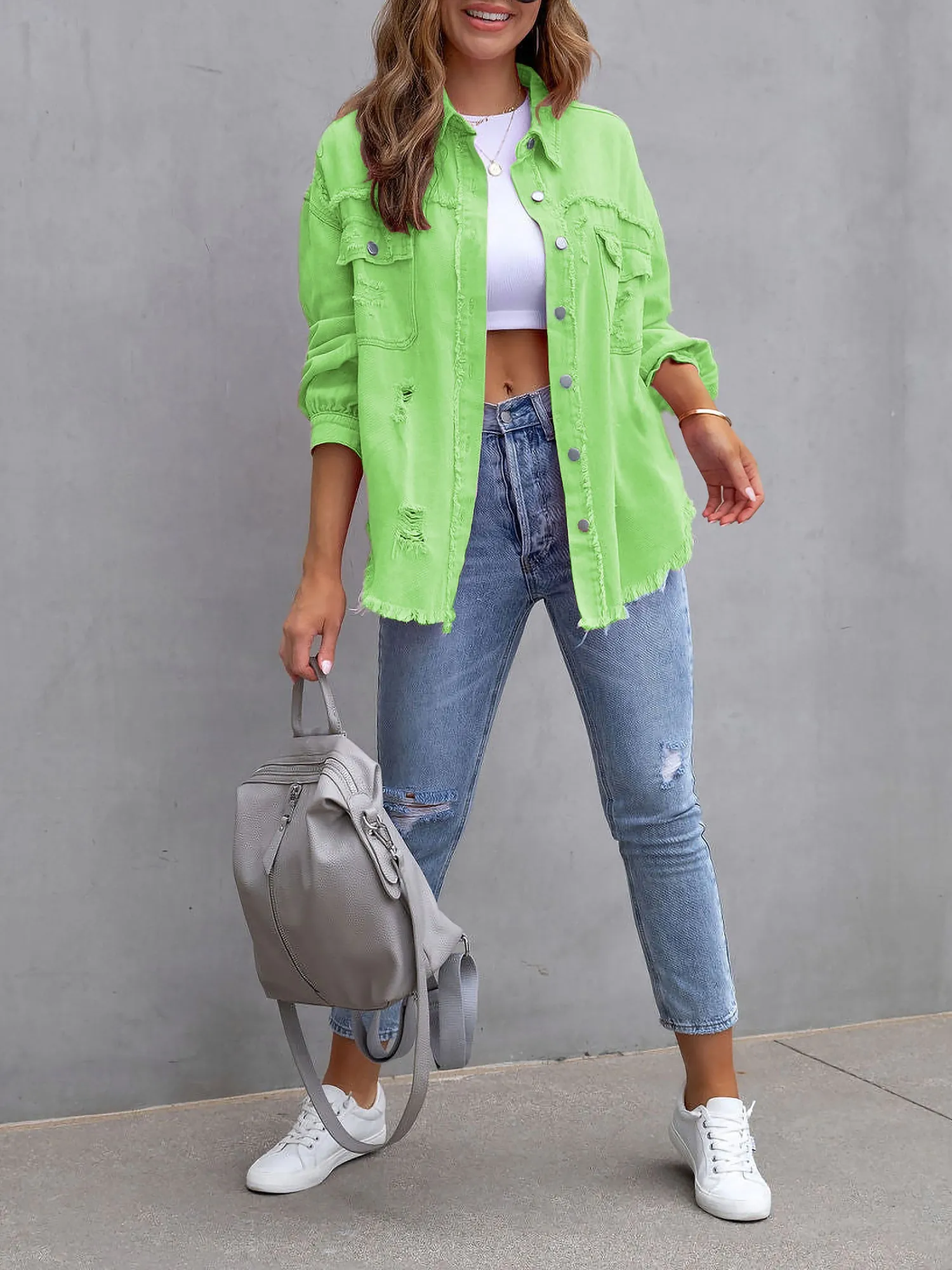 Denim Long Sleeves Button Down Jacket