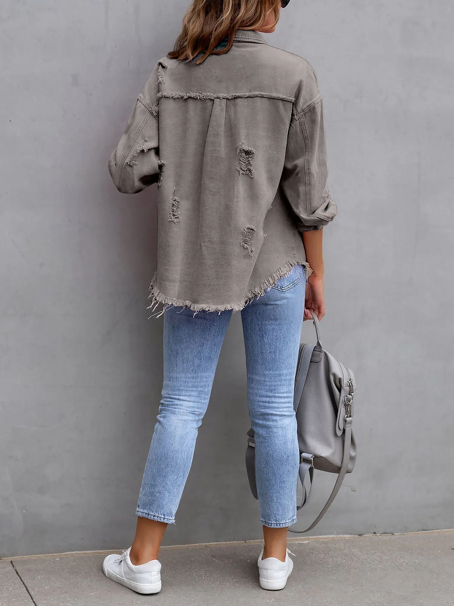 Denim Long Sleeves Button Down Jacket