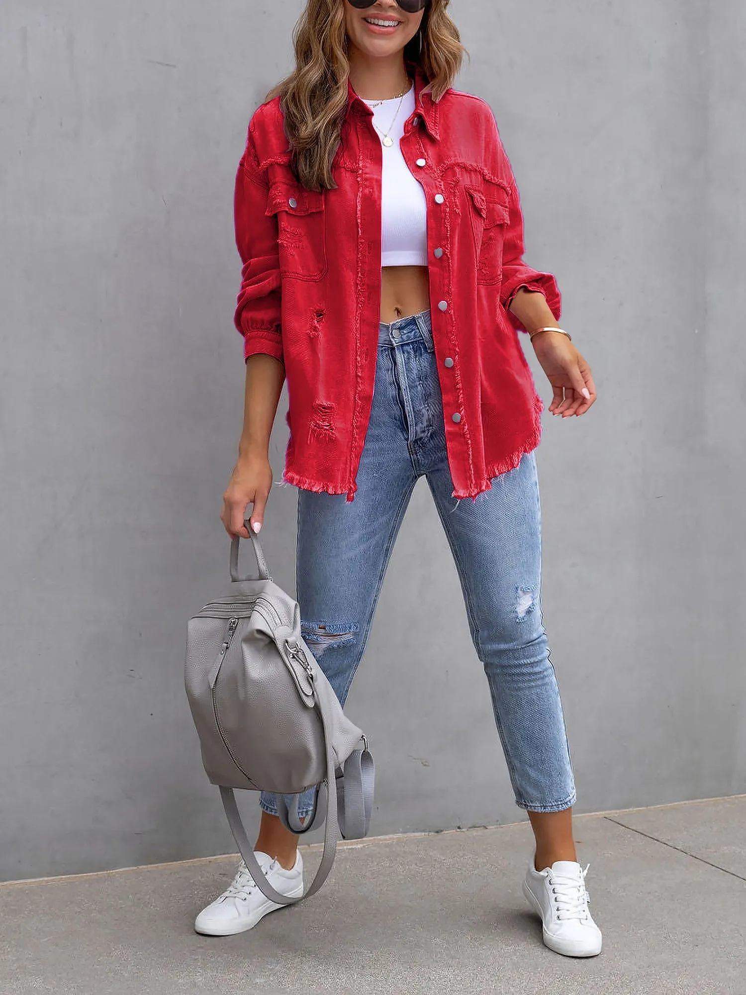 Denim Long Sleeves Button Down Jacket