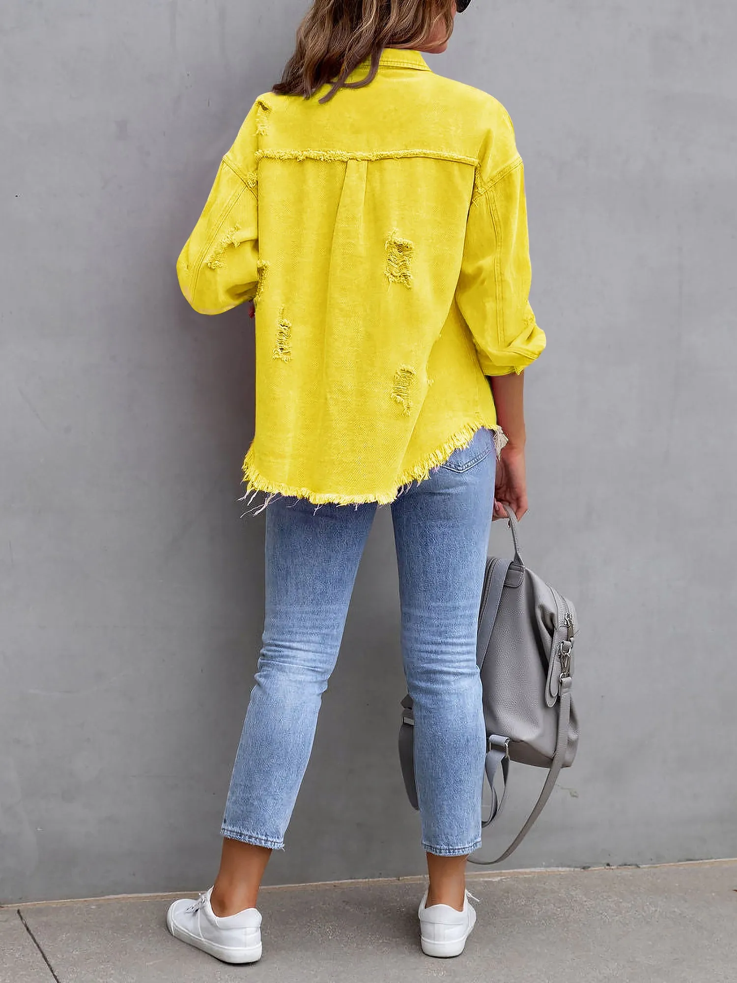 Denim Long Sleeves Button Down Jacket