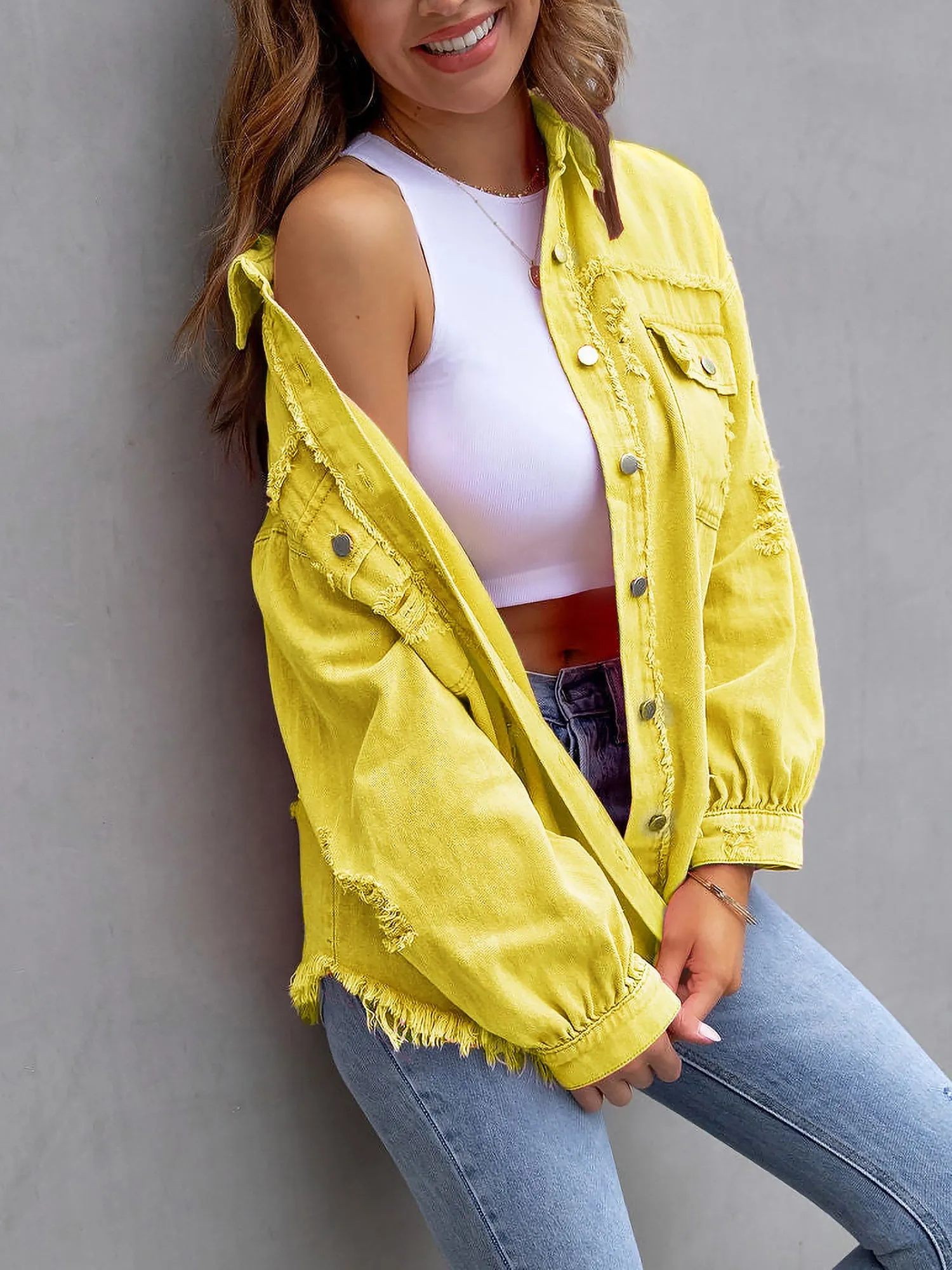 Denim Long Sleeves Button Down Jacket