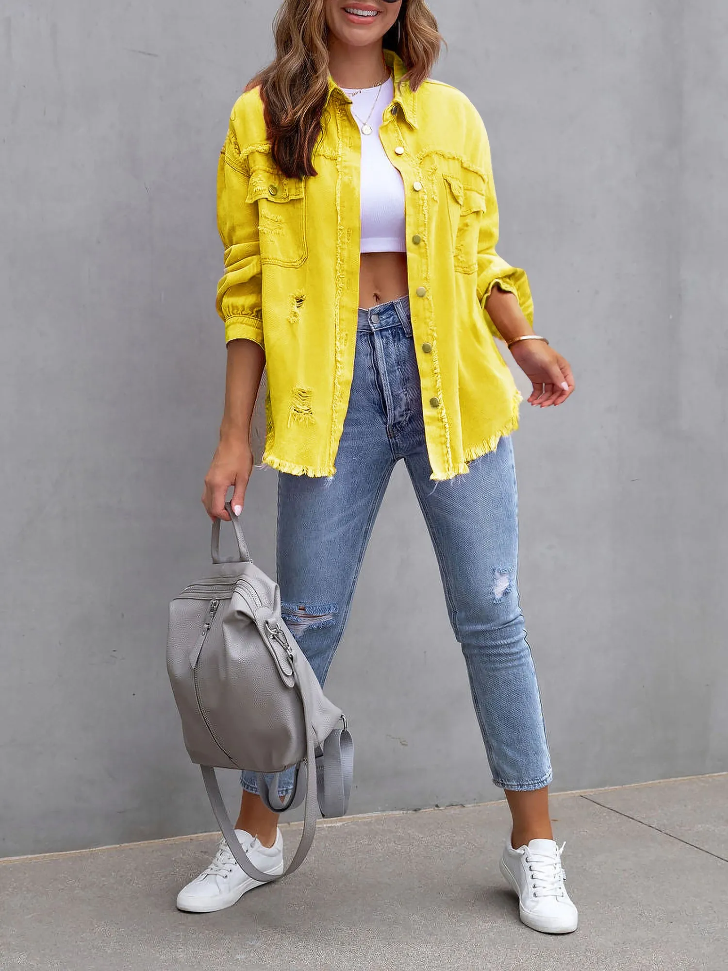 Denim Long Sleeves Button Down Jacket