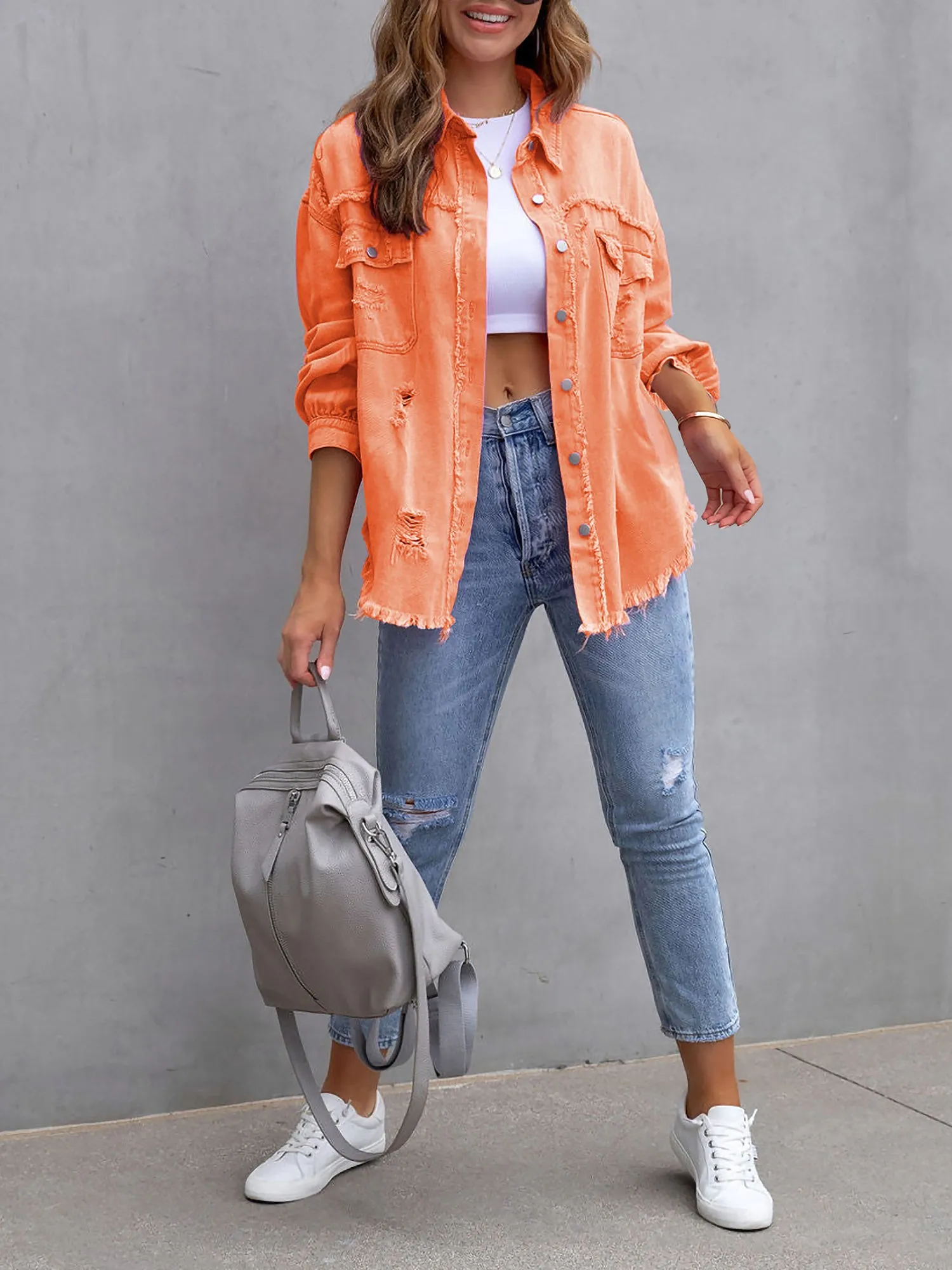 Denim Long Sleeves Button Down Jacket