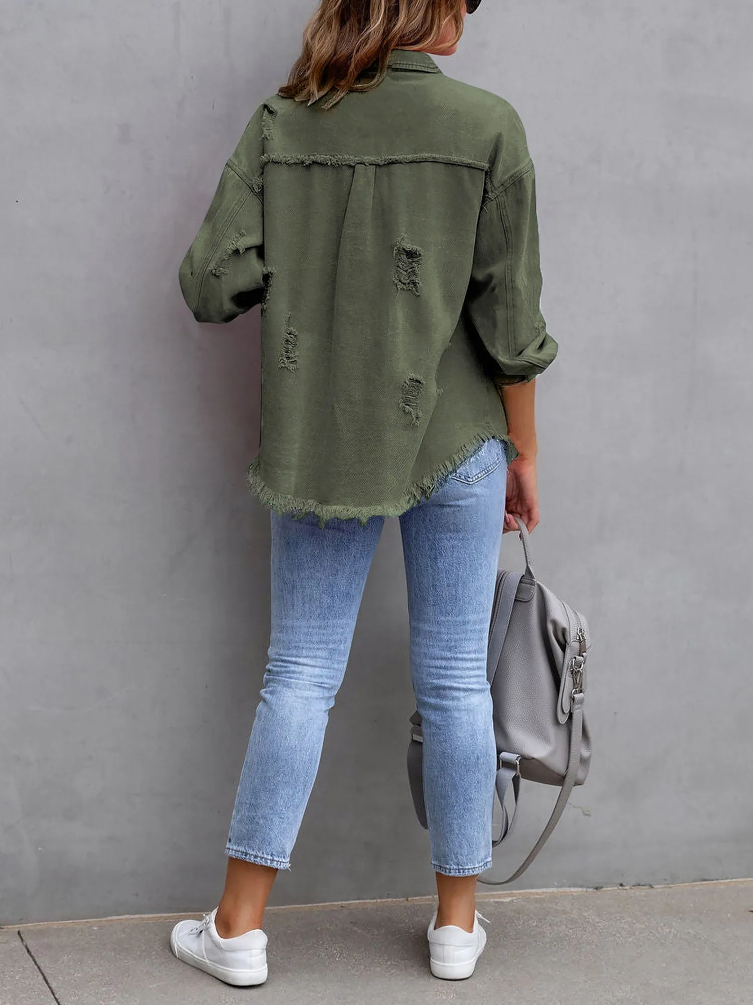 Denim Long Sleeves Button Down Jacket