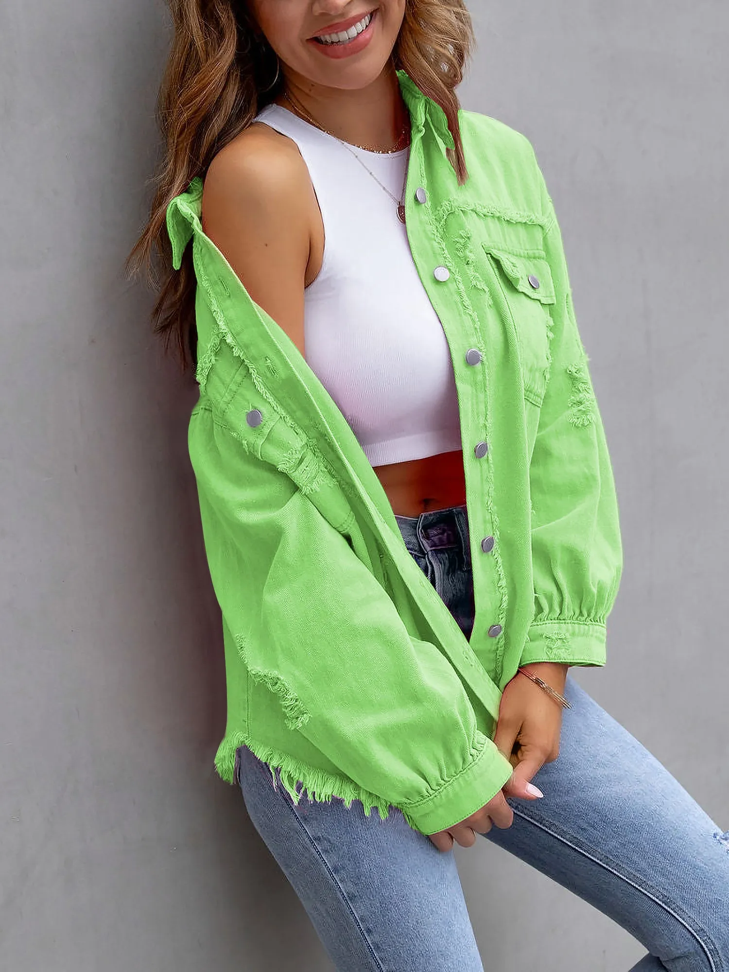 Denim Long Sleeves Button Down Jacket