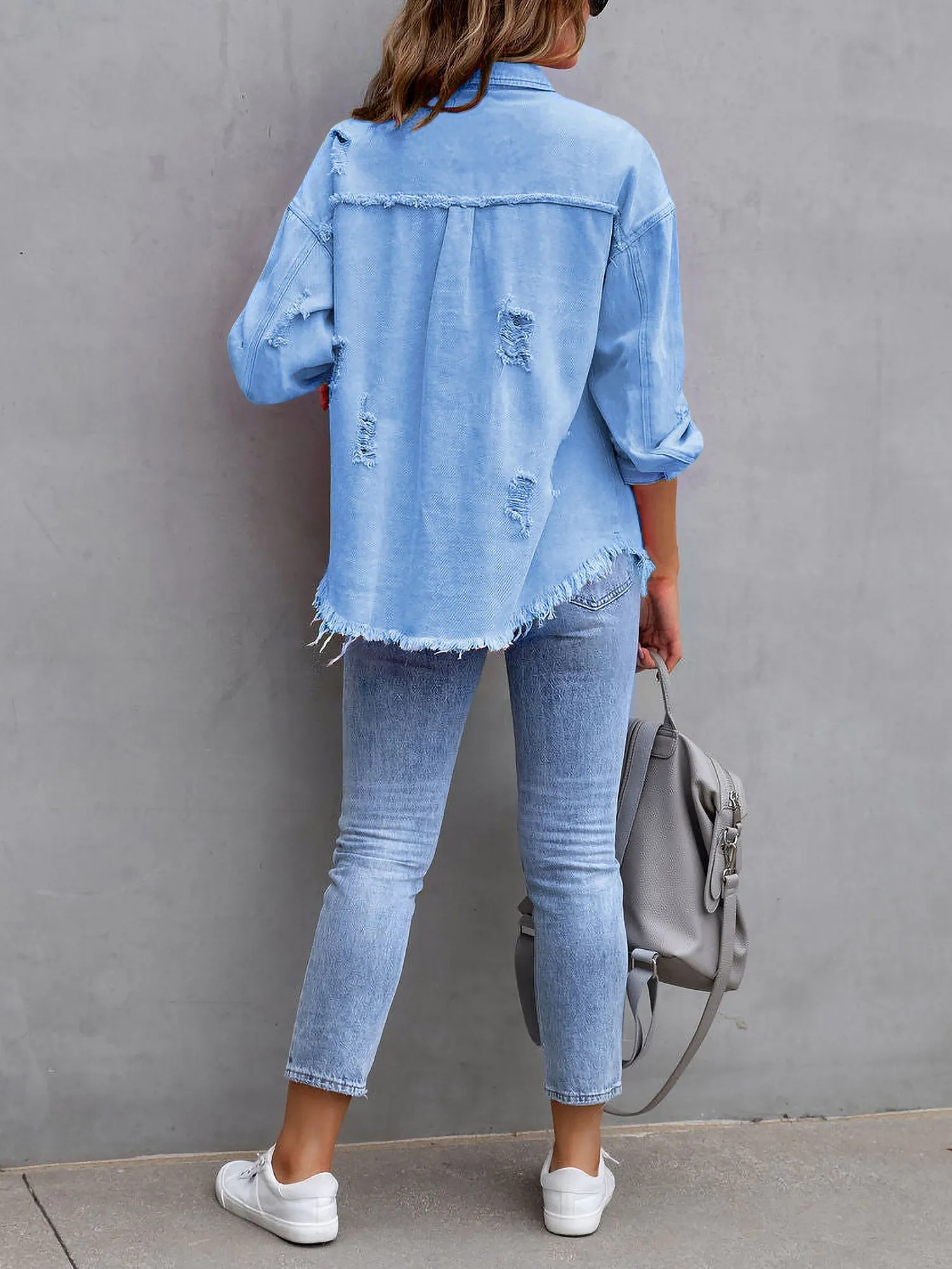 Denim Long Sleeves Button Down Jacket