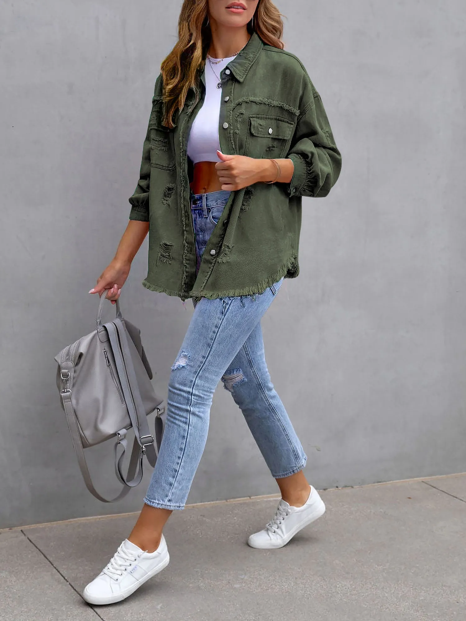 Denim Long Sleeves Button Down Jacket