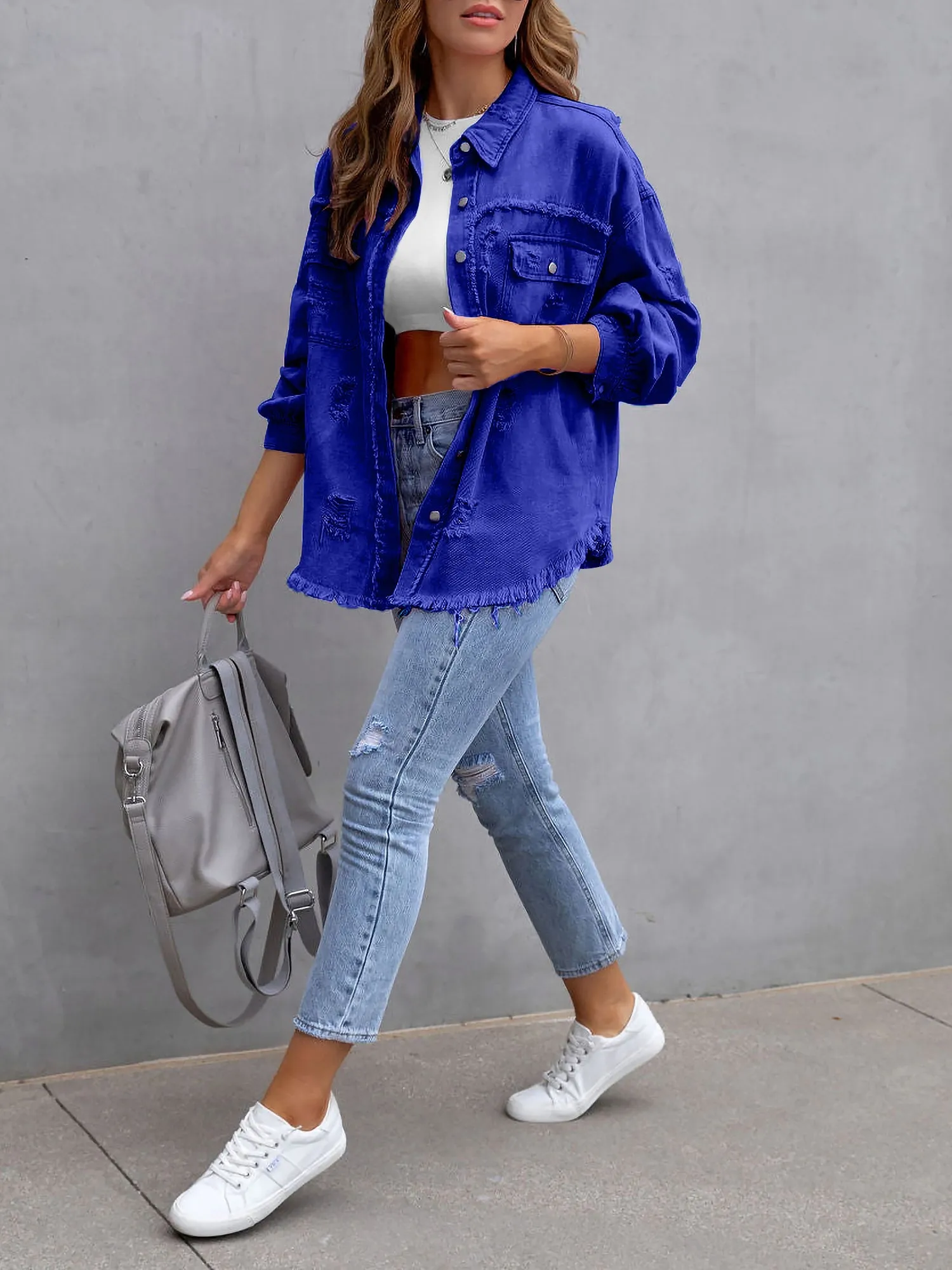 Denim Long Sleeves Button Down Jacket