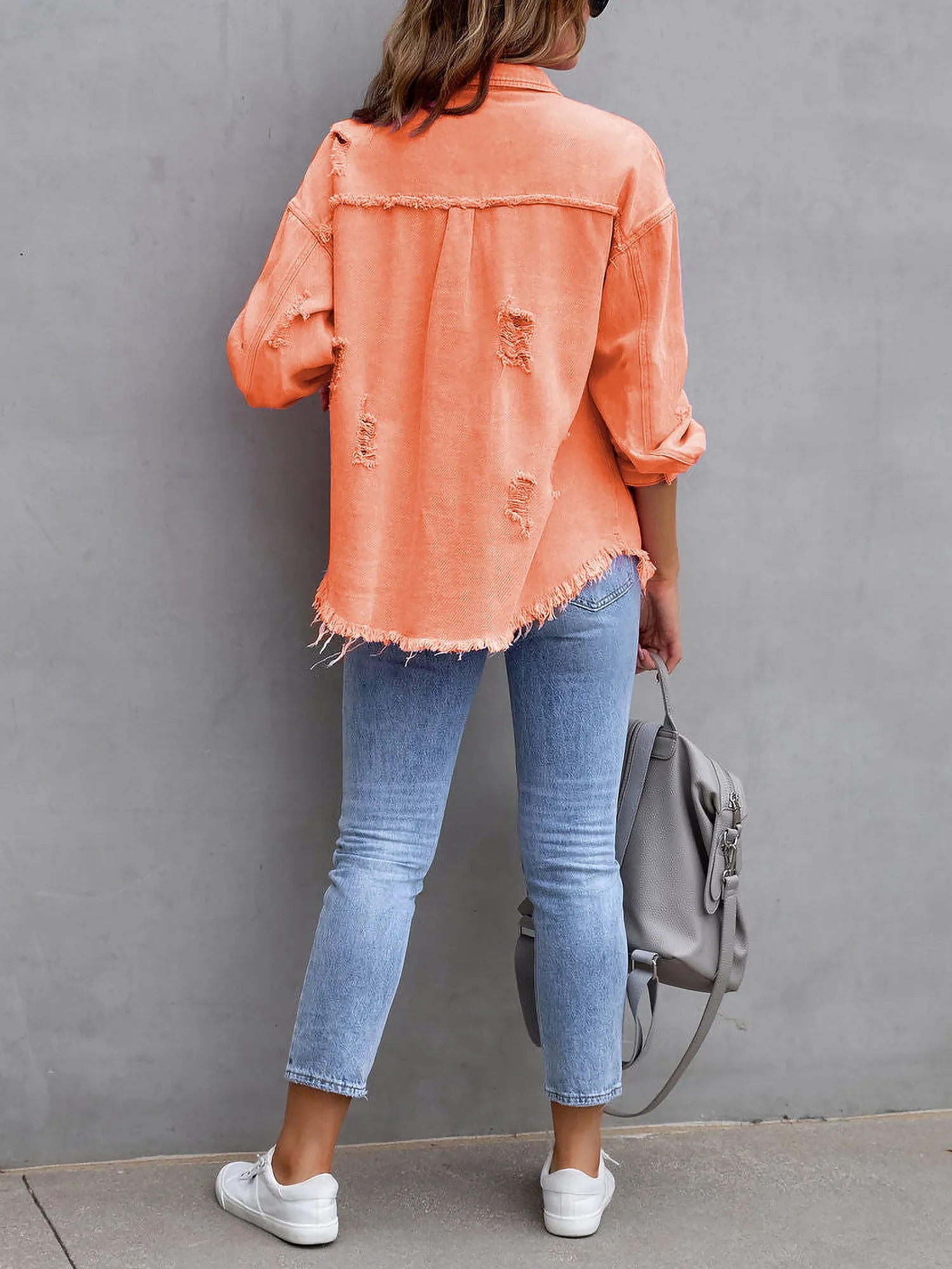 Denim Long Sleeves Button Down Jacket