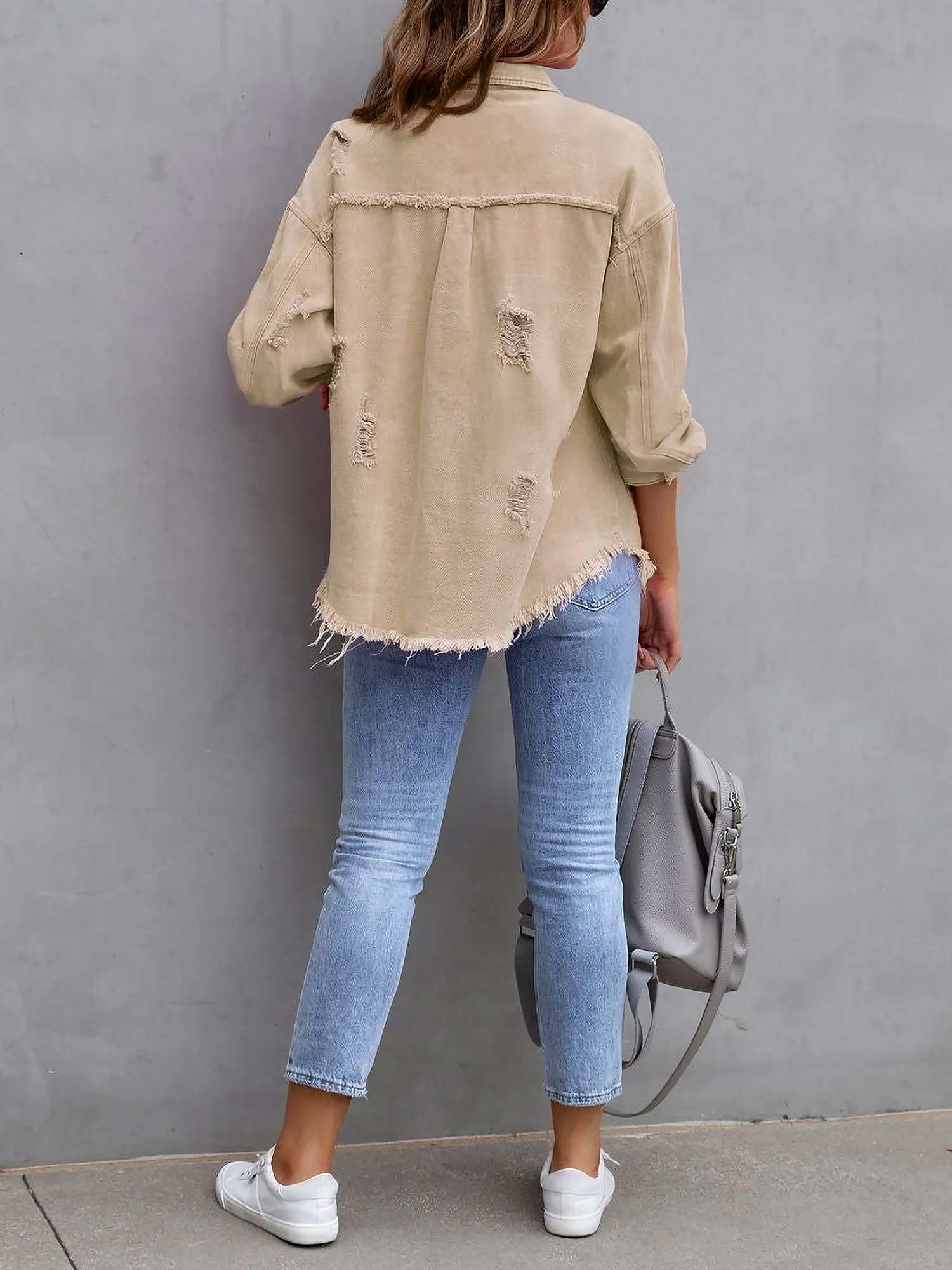 Denim Long Sleeves Button Down Jacket