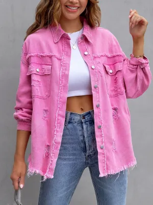 Denim Long Sleeves Button Down Jacket