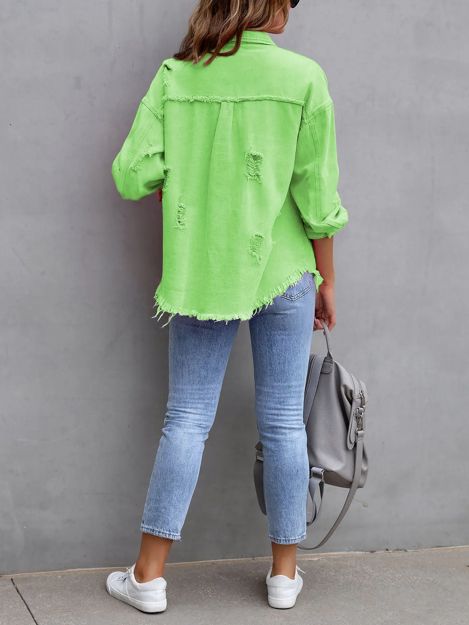 Denim Long Sleeves Button Down Jacket