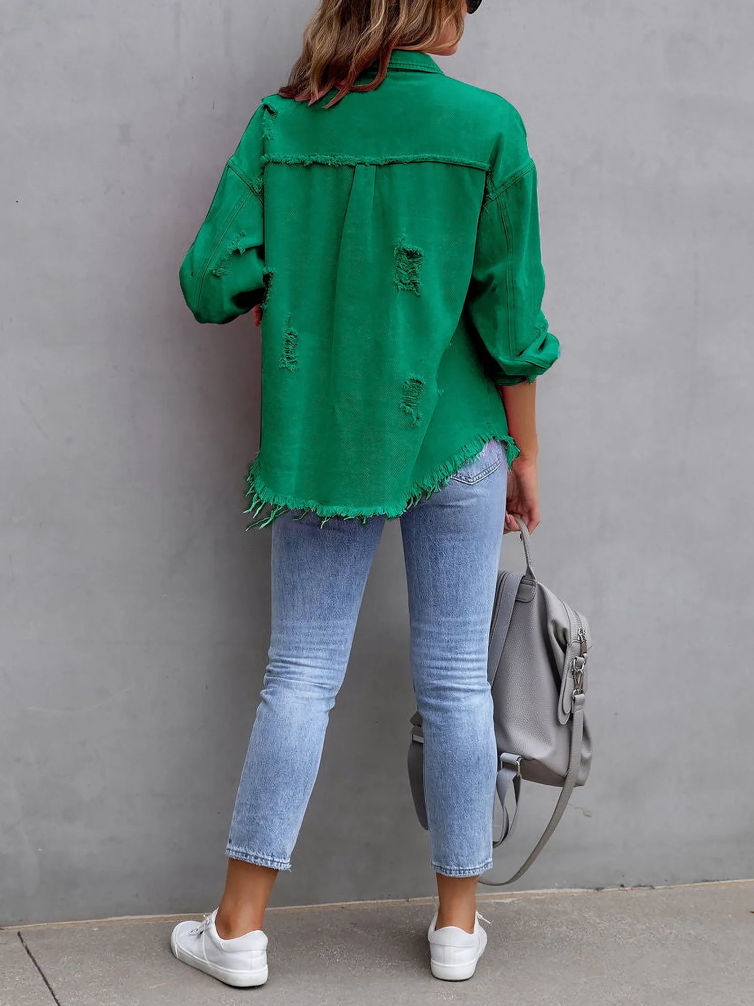 Denim Long Sleeves Button Down Jacket