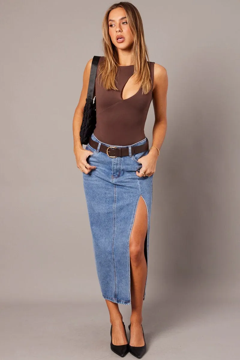 Denim Maxi Skirt Denim Pencil Slit