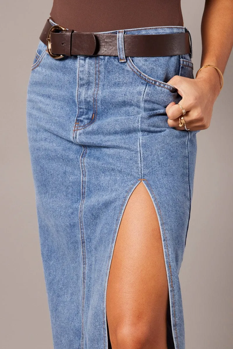 Denim Maxi Skirt Denim Pencil Slit