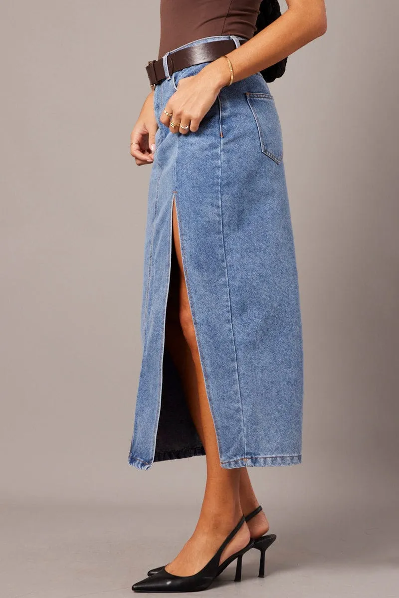 Denim Maxi Skirt Denim Pencil Slit