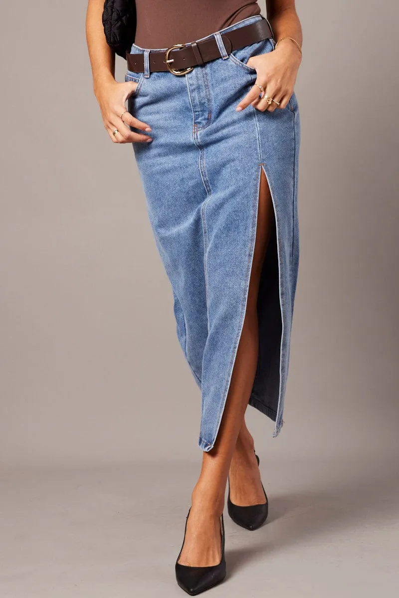 Denim Maxi Skirt Denim Pencil Slit