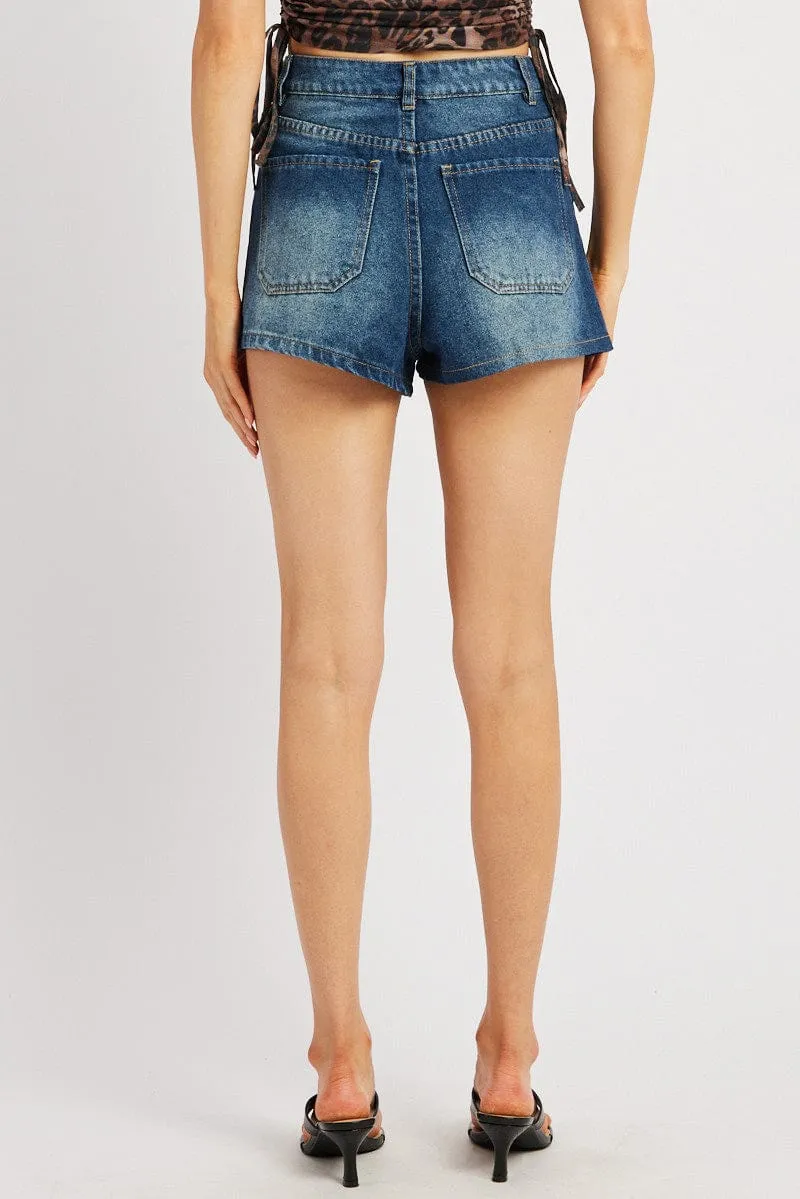 Denim Skort Skirt Low Rise