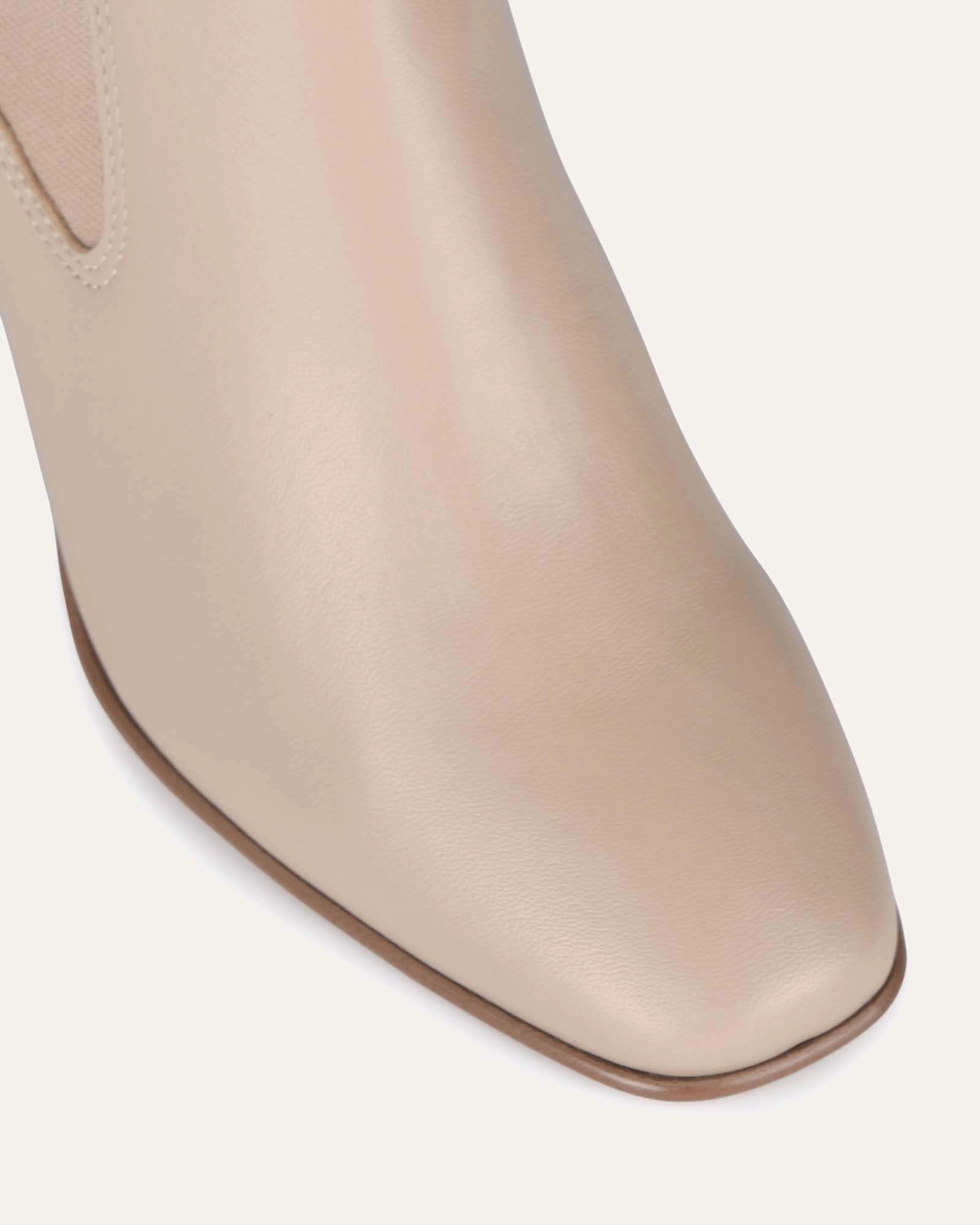 DIAMOND MID ANKLE BOOTS BEIGE LEATHER