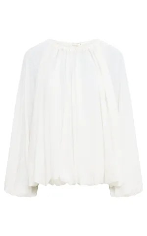 Diggory Pleated Top in Ivory Wool Cashmere Voile