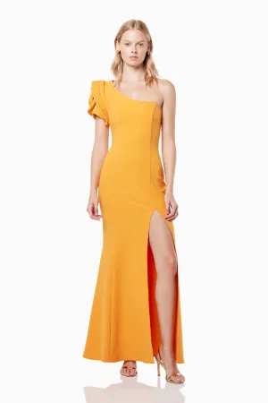 Electronica Rosetta Applique Maxi Dress In Orange