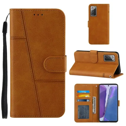 For Samsung Galaxy Note20 Stitching Calf Texture Buckle Horizontal Flip Leather Case with Holder