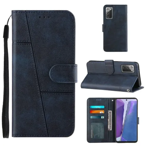 For Samsung Galaxy Note20 Stitching Calf Texture Buckle Horizontal Flip Leather Case with Holder