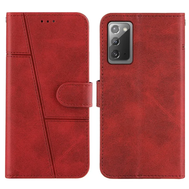 For Samsung Galaxy Note20 Stitching Calf Texture Buckle Horizontal Flip Leather Case with Holder