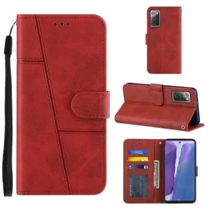 For Samsung Galaxy Note20 Stitching Calf Texture Buckle Horizontal Flip Leather Case with Holder