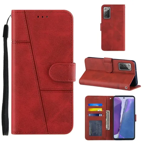 For Samsung Galaxy Note20 Stitching Calf Texture Buckle Horizontal Flip Leather Case with Holder