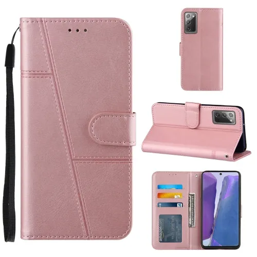 For Samsung Galaxy Note20 Stitching Calf Texture Buckle Horizontal Flip Leather Case with Holder