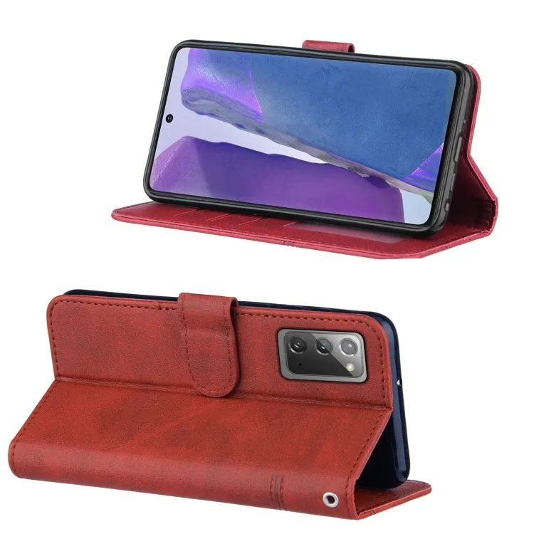 For Samsung Galaxy Note20 Stitching Calf Texture Buckle Horizontal Flip Leather Case with Holder