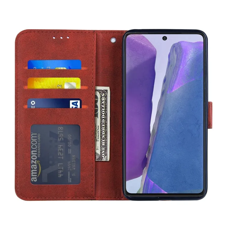 For Samsung Galaxy Note20 Stitching Calf Texture Buckle Horizontal Flip Leather Case with Holder