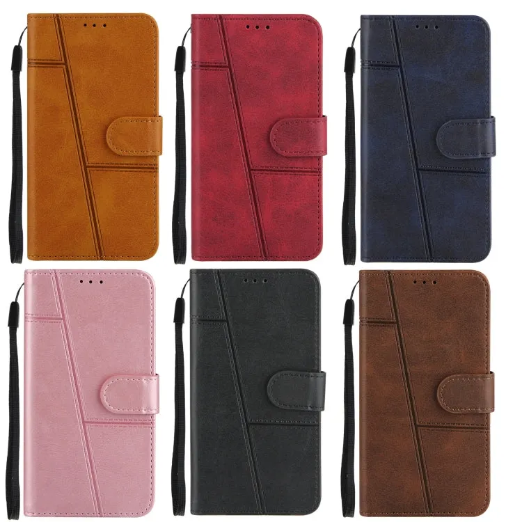 For Samsung Galaxy Note20 Stitching Calf Texture Buckle Horizontal Flip Leather Case with Holder